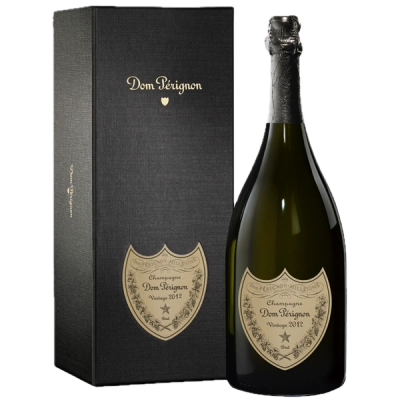 Bottle of Dom Pérignon vintage 2012 champagne.