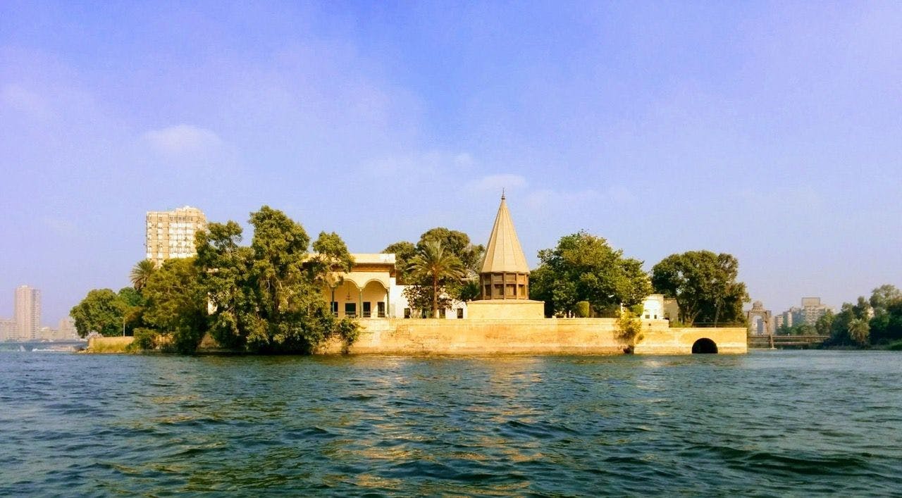 View from the Nile River on Manial island, Old Cairo, Egypt.