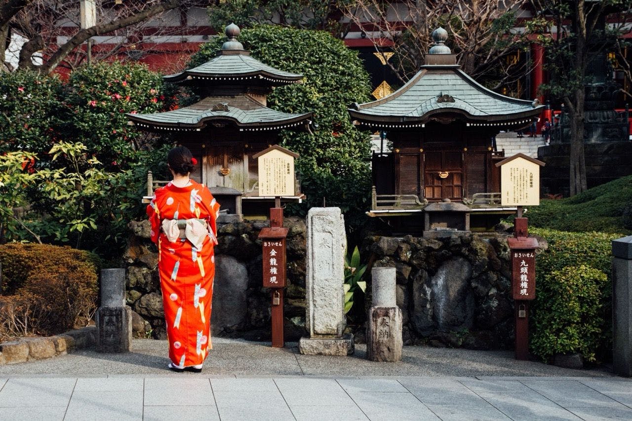 Geisha in traditional kimono in Japan