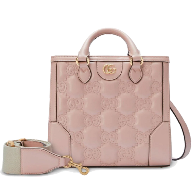 Gucci pink logo embossed bag