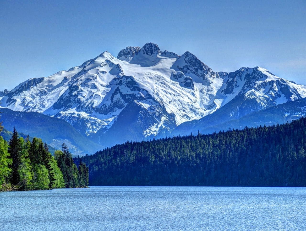 British Columbia coastline with mountains