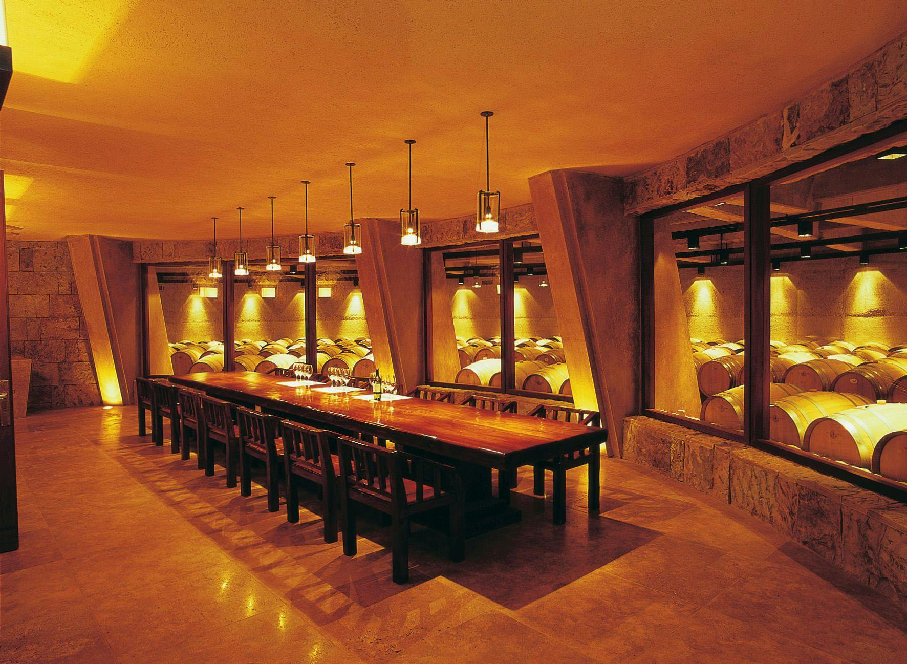 Catena Zapata winery wine cellar in Mendoza Argentina.