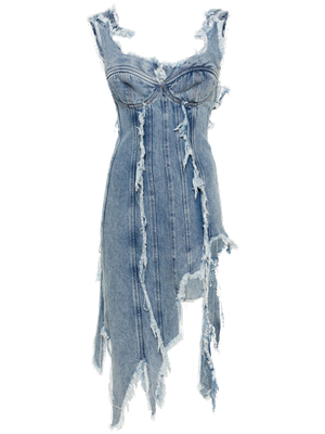 Distressed denim minidress by Natasha Zinko.