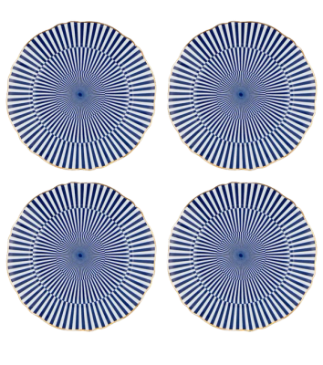 Four Bitossi patterned blue and white dinner plates