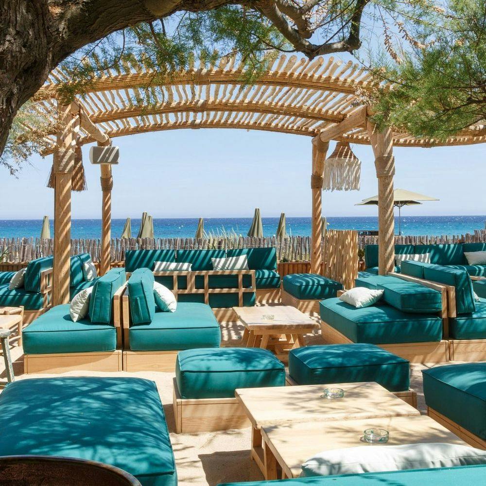Beach club scenery at Saint-Tropez beach club Moorea Place