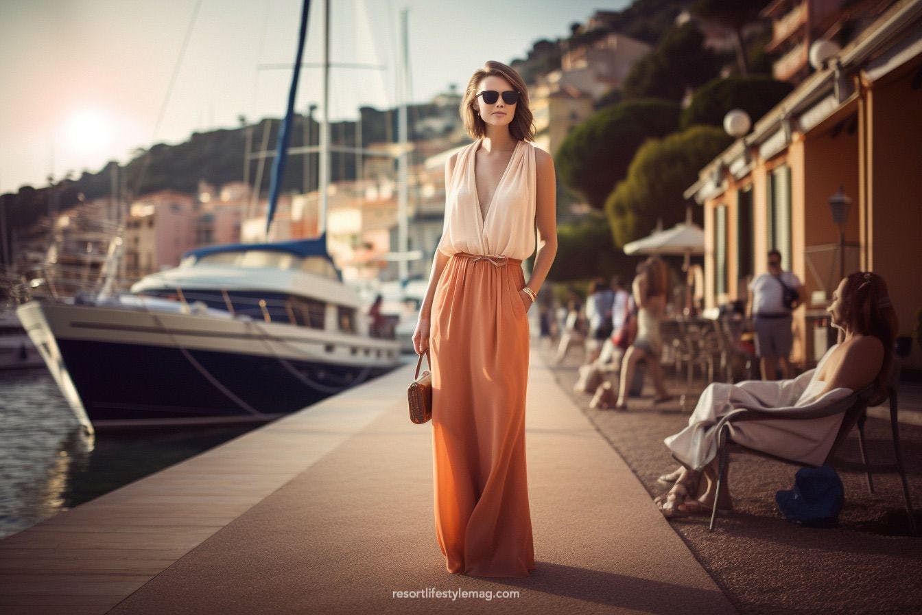 Woman wearing long trousers in Cannes