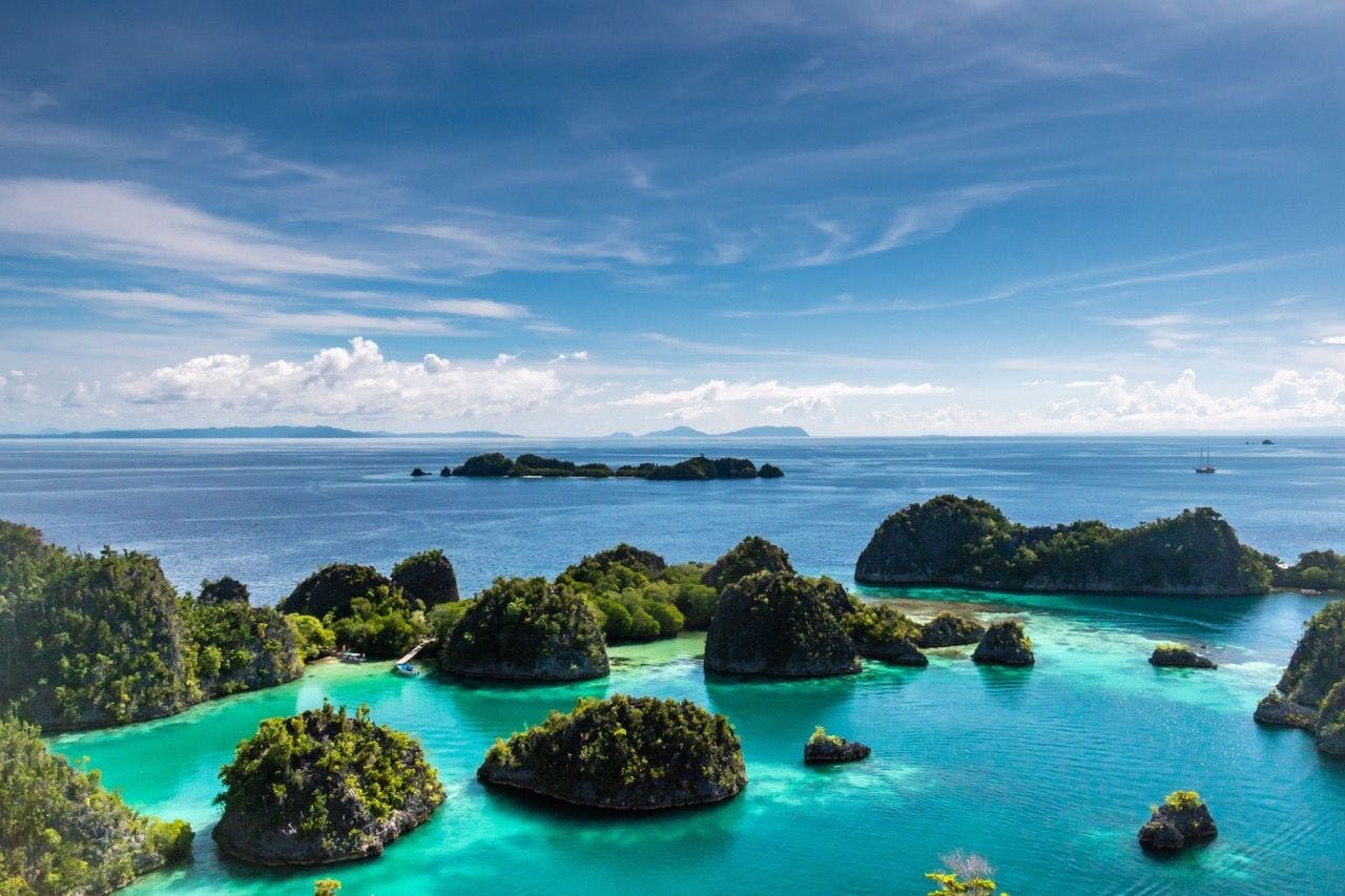 Pianemo karst islands in Raja Ampat, Indonesia.