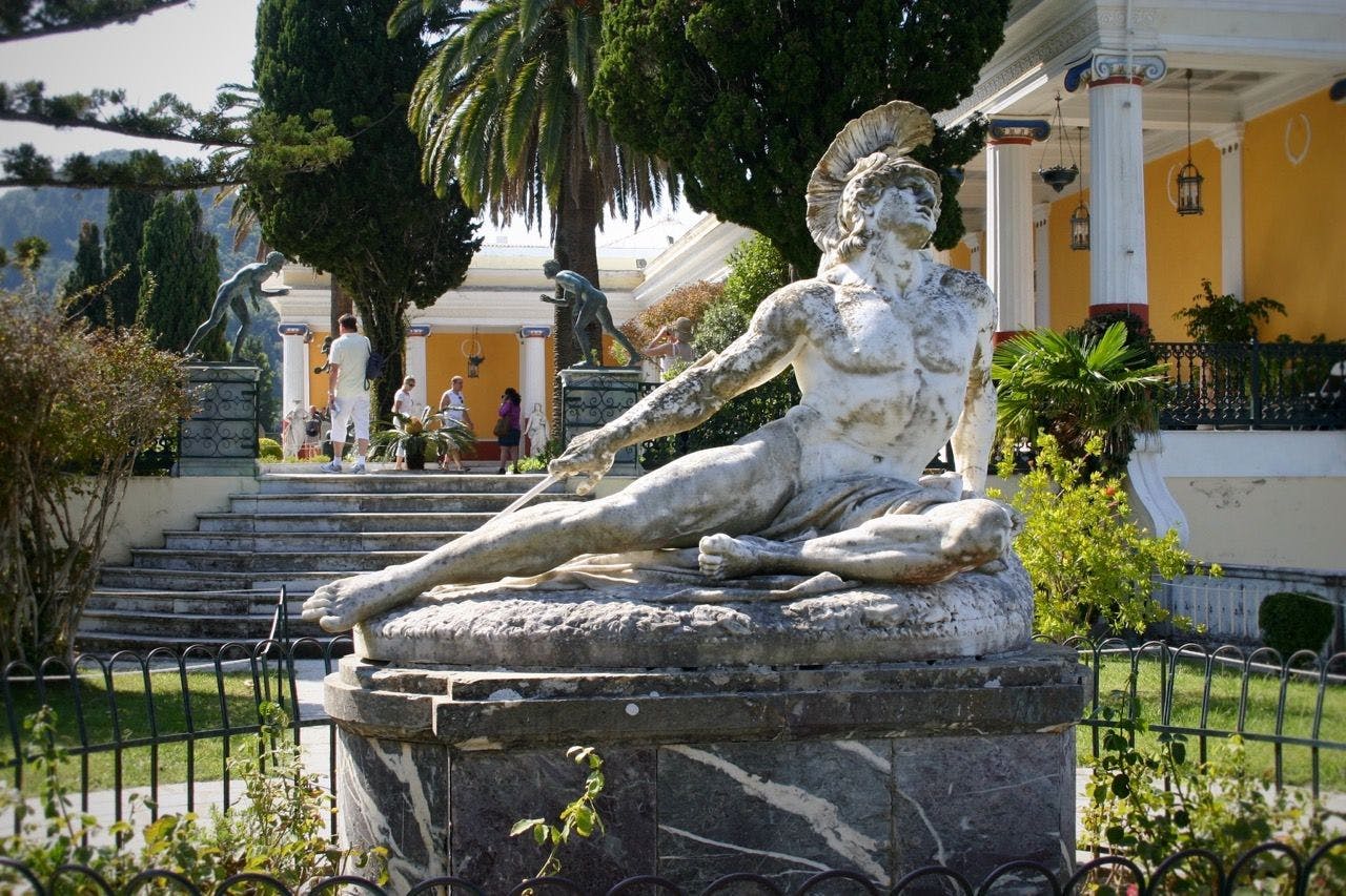 Achilles statue at the Achilleion Palace in Corfu island Greece.