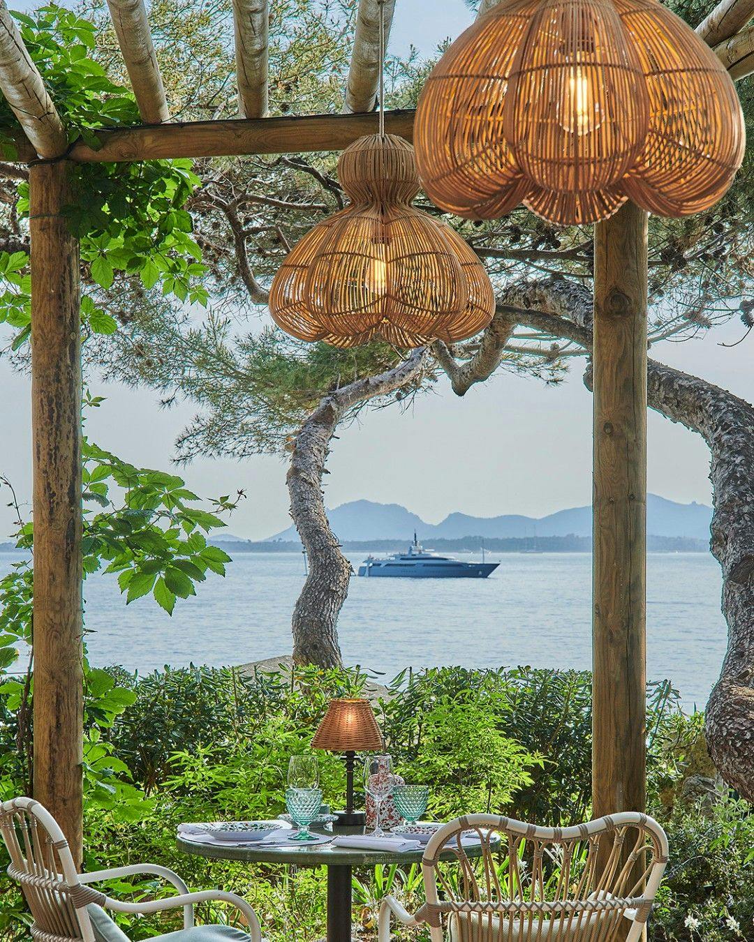 Dinner table by the sea in French Riviera.