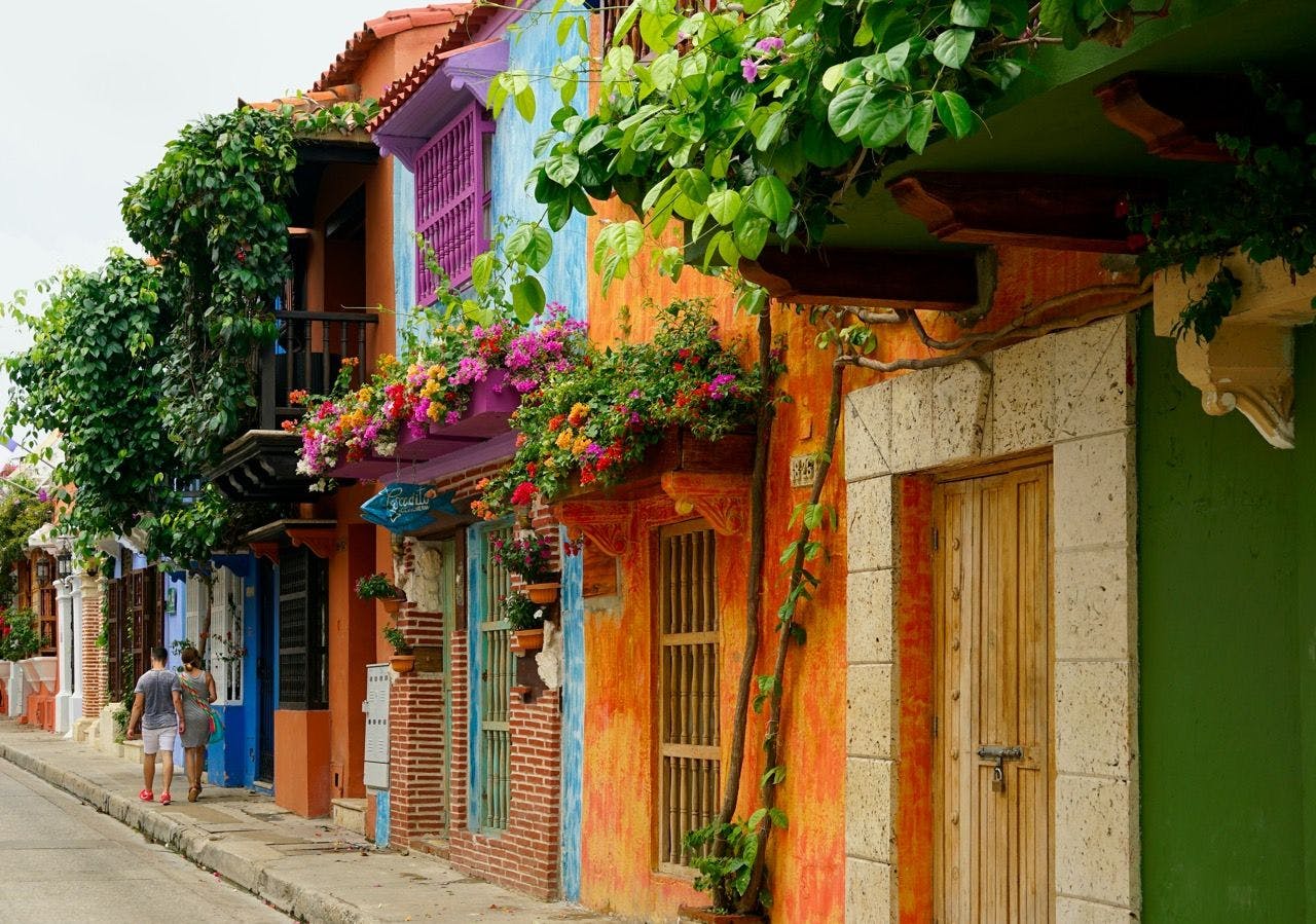 Colorful buildings in Cartagena, Colombia.