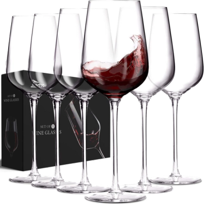 Set of crystal bowl-shaped wine glasses by Ailtec