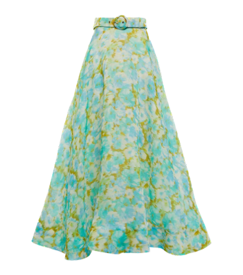 Zimmermann silk and linen blue maxi skirt