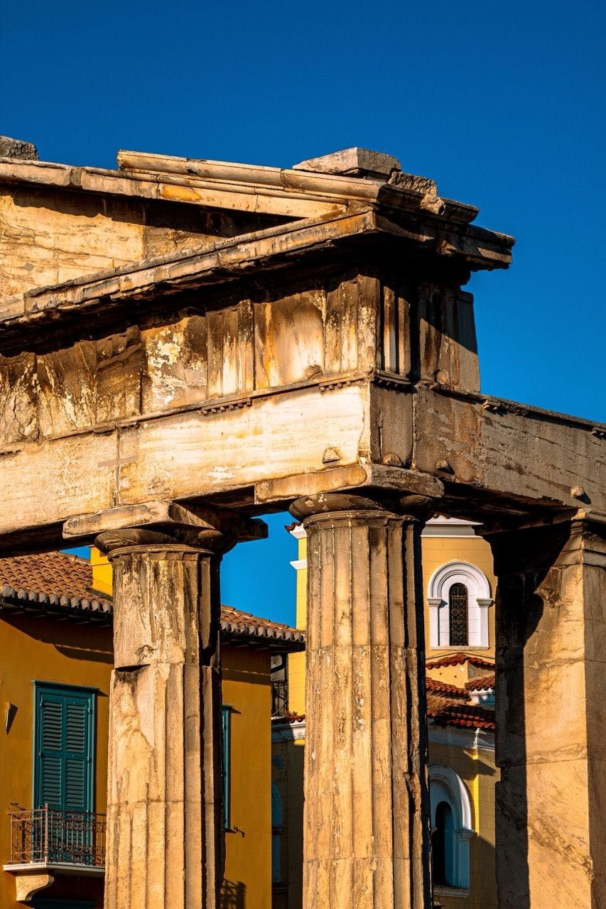 Pillars of Agora in Athens Greece.