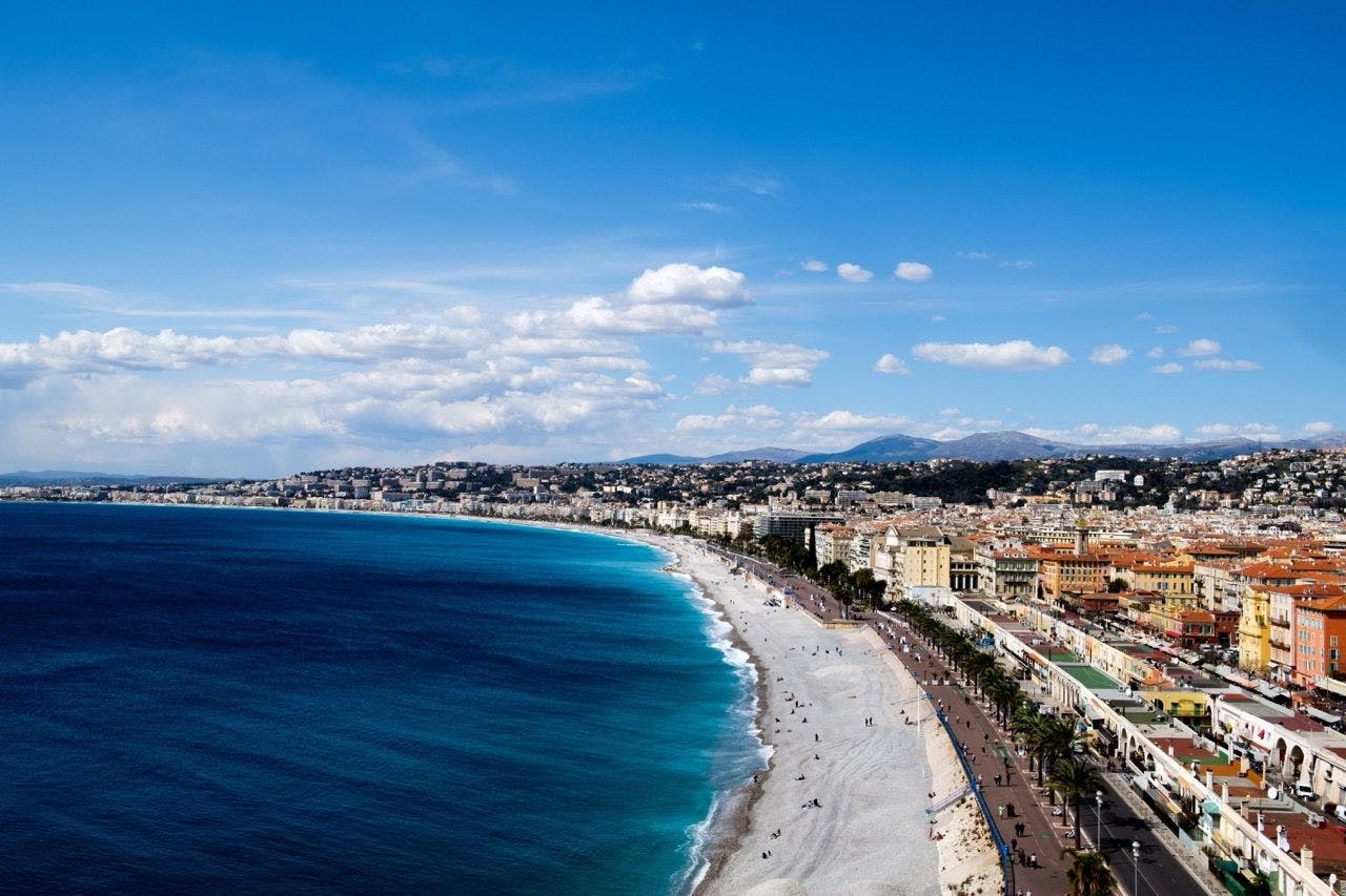 French Riviera coastline during summer.