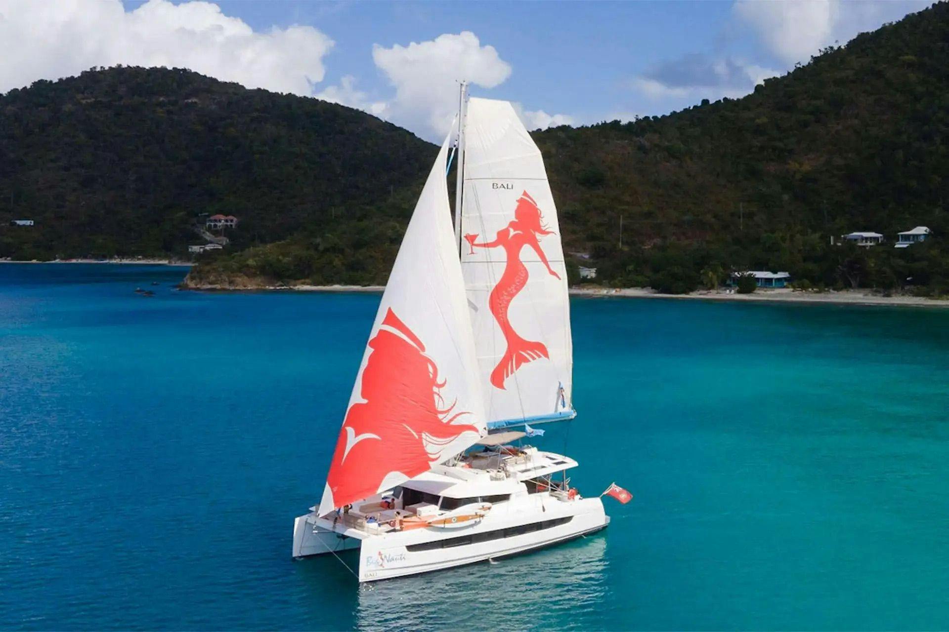 Catamaran on the coast of Caribbean.