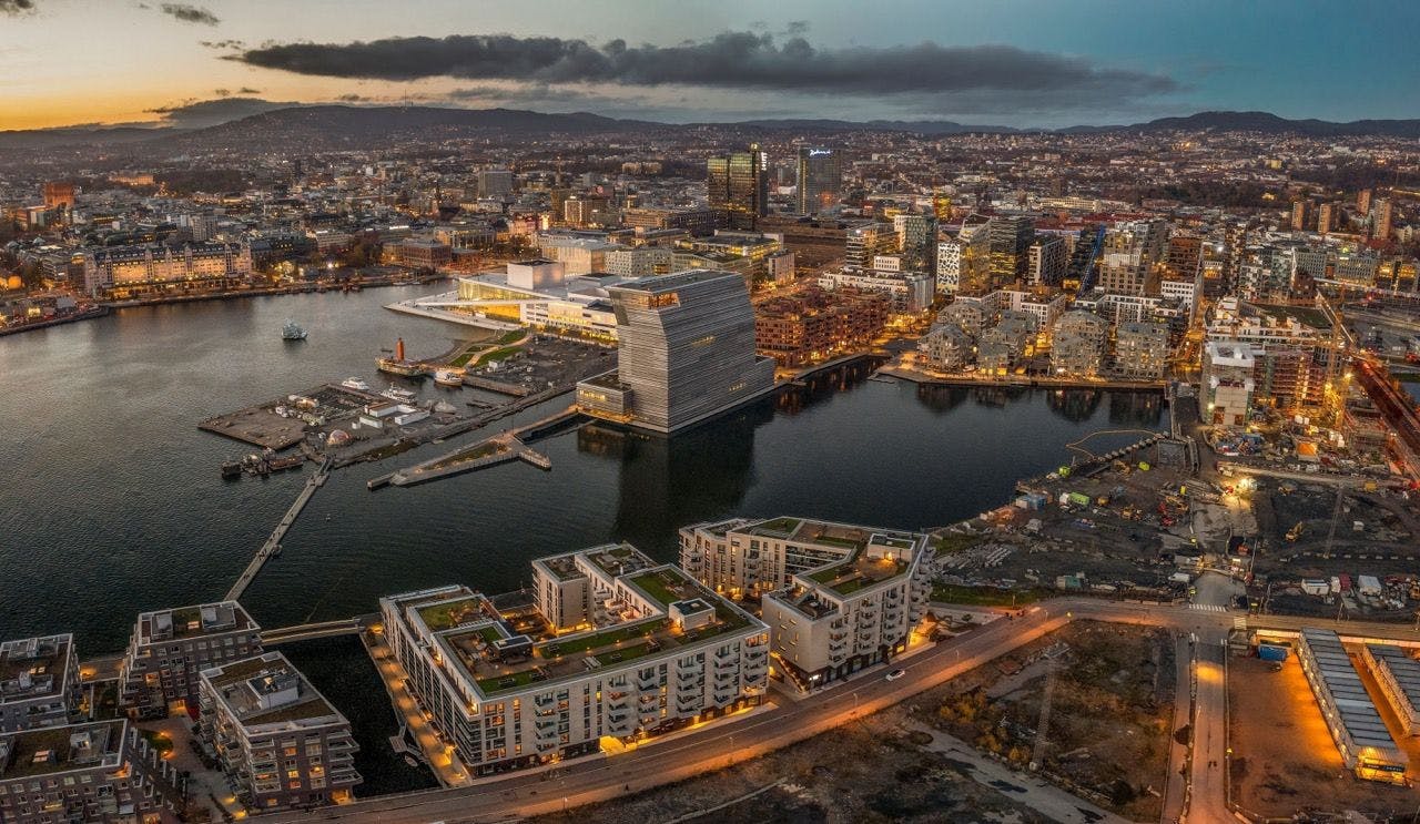 Aerial view of Oslo city in Norway.