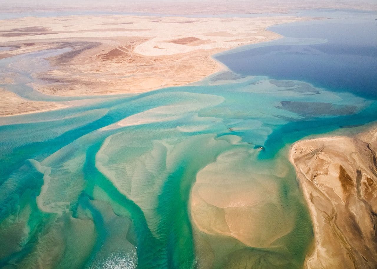 Inland Sea or Khor Al Adaid in Qatar.