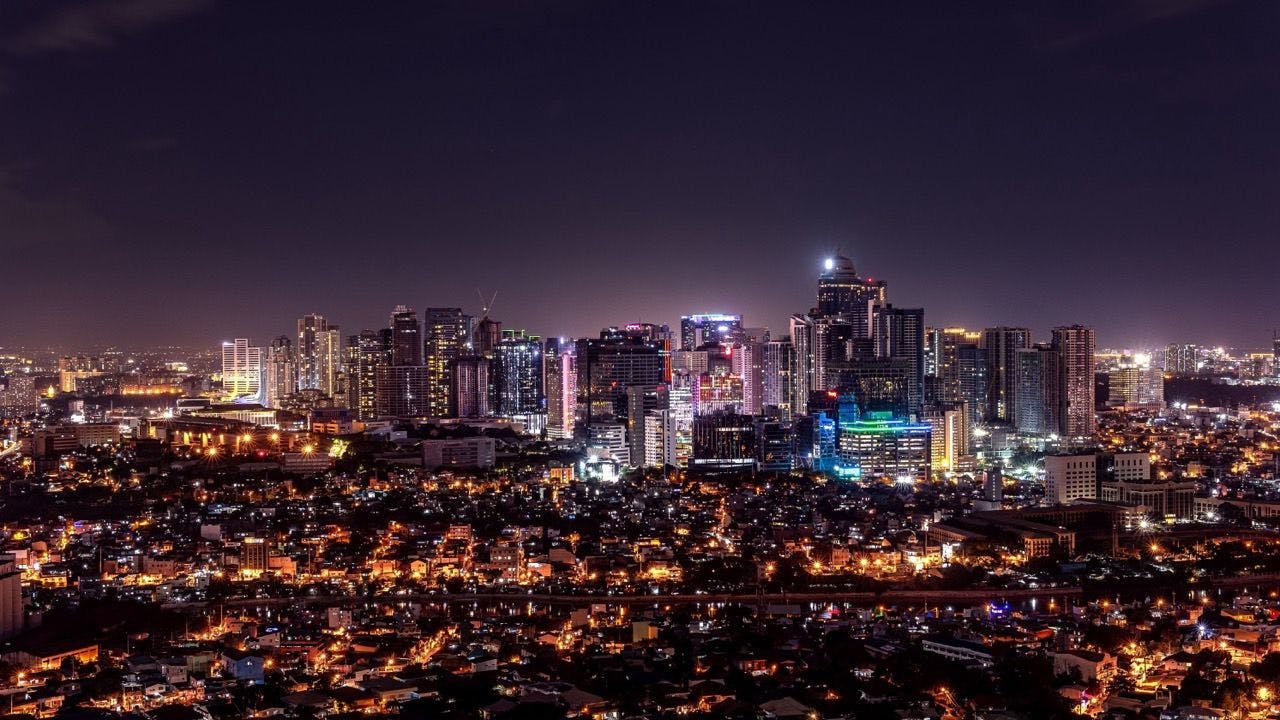 Skyline of Makati in Manila Philippines during night