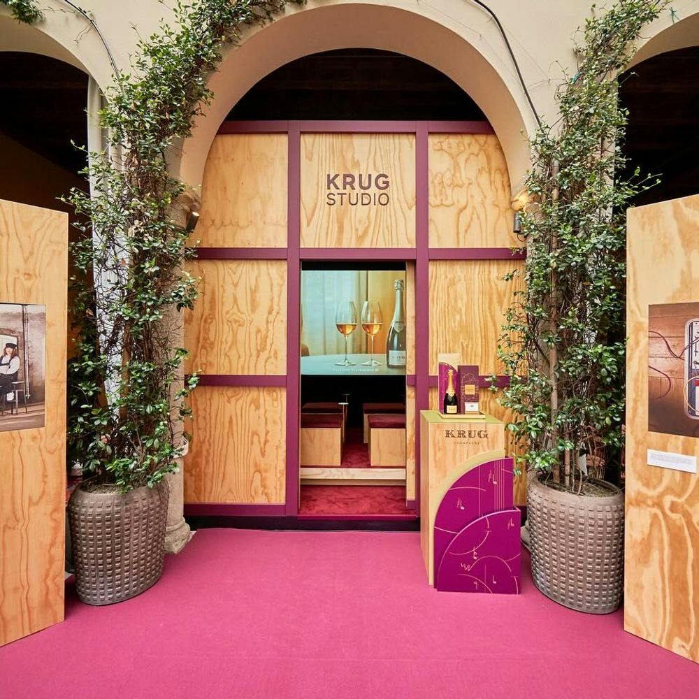 Champagne house Krug pop-up studio in Milan.