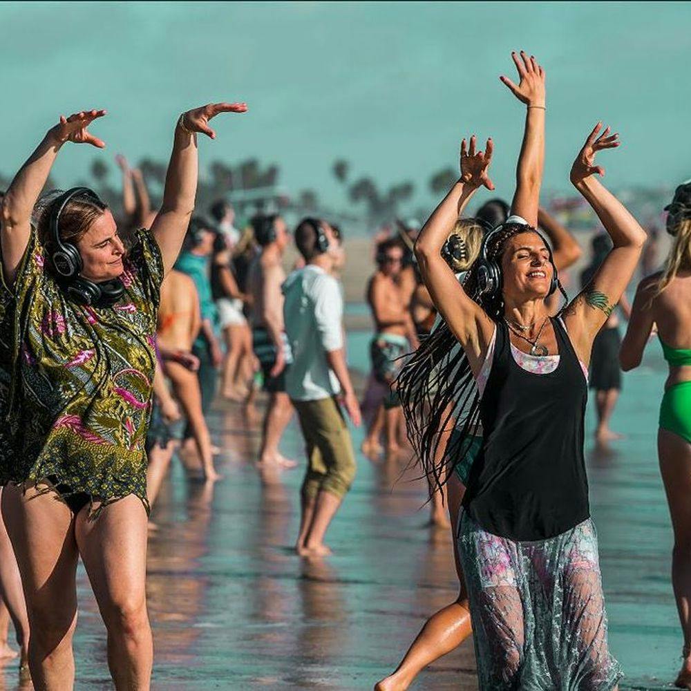 People dancing on the beach in LA