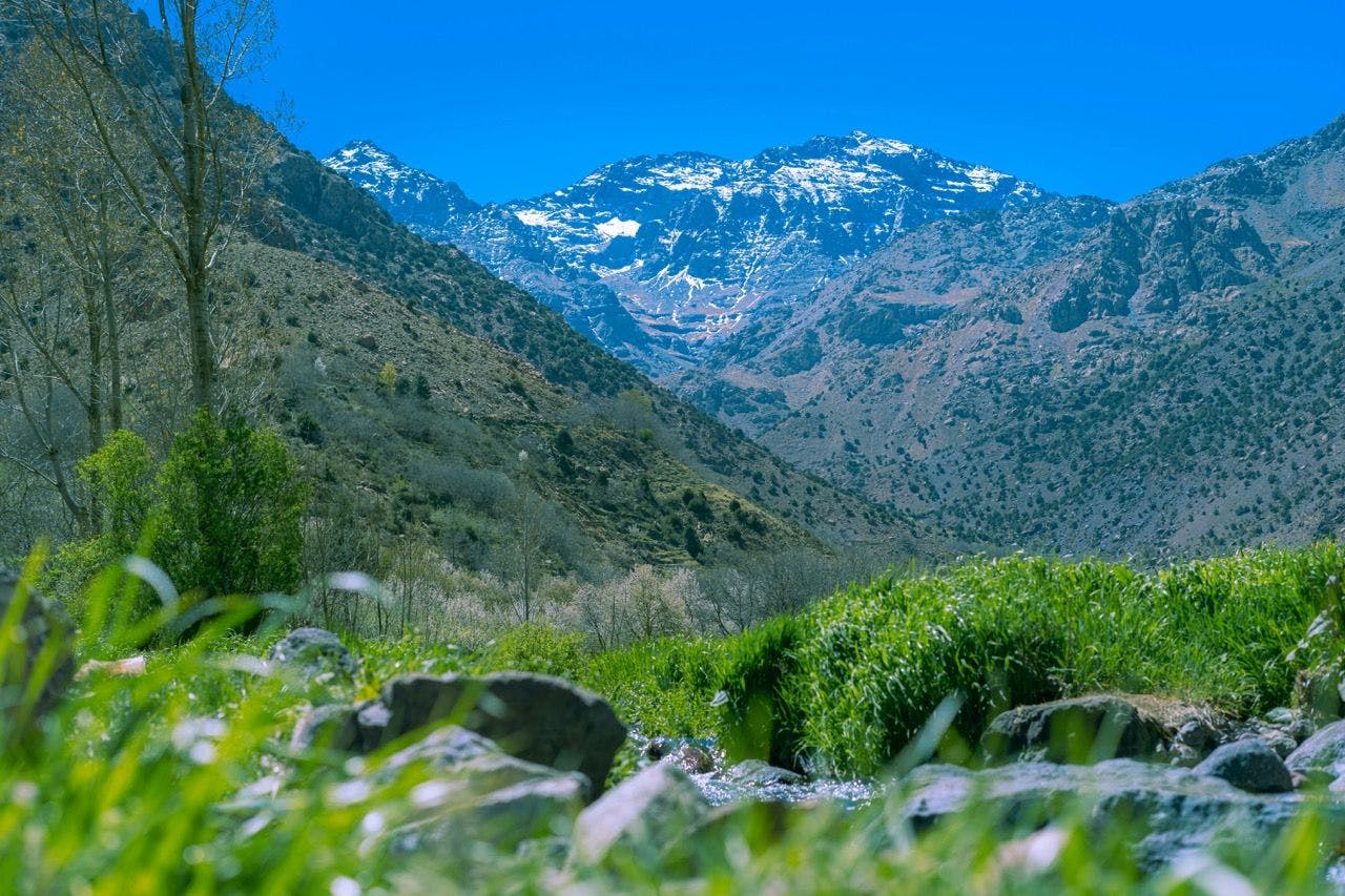 View on Atlas Mountains in Imlil, Morocco.