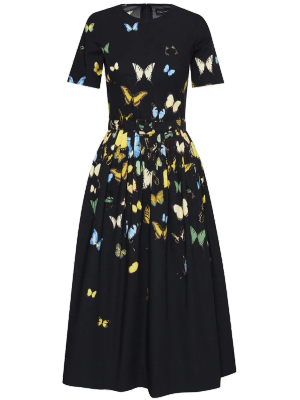 Butterfly print midi dress by Oscar de la Renta