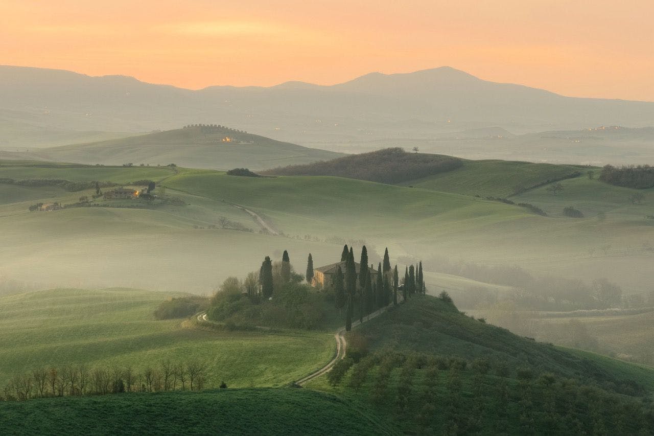View on the fields in Tuscany Italy.