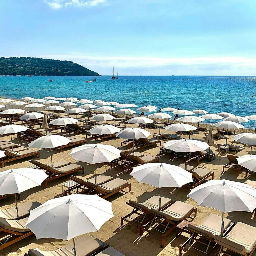 Sun loungers in Saint-Tropez beach club L'Orangerie