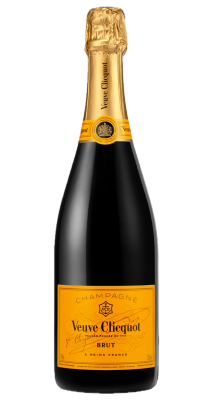 Bottle of Veuve Clicquot Brut champagne.