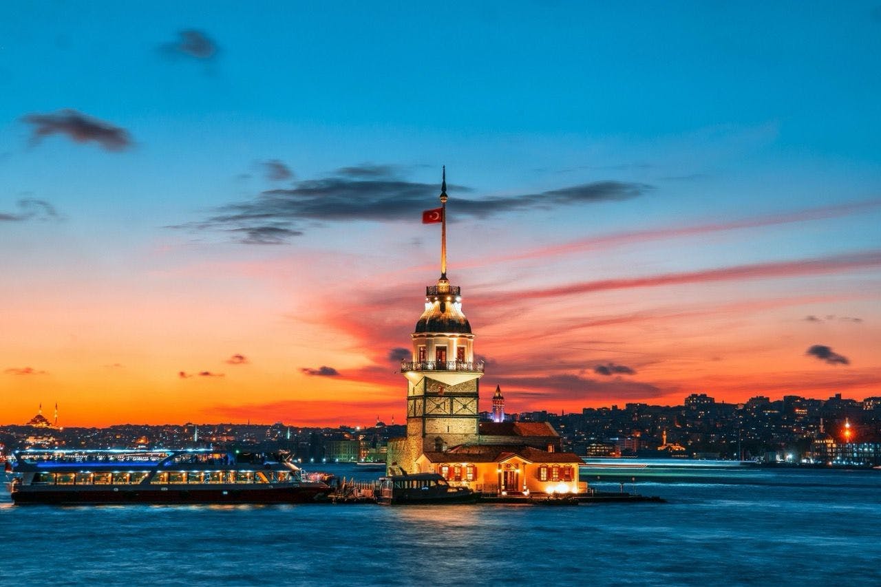 City of Istanbul in Turkey during sunset