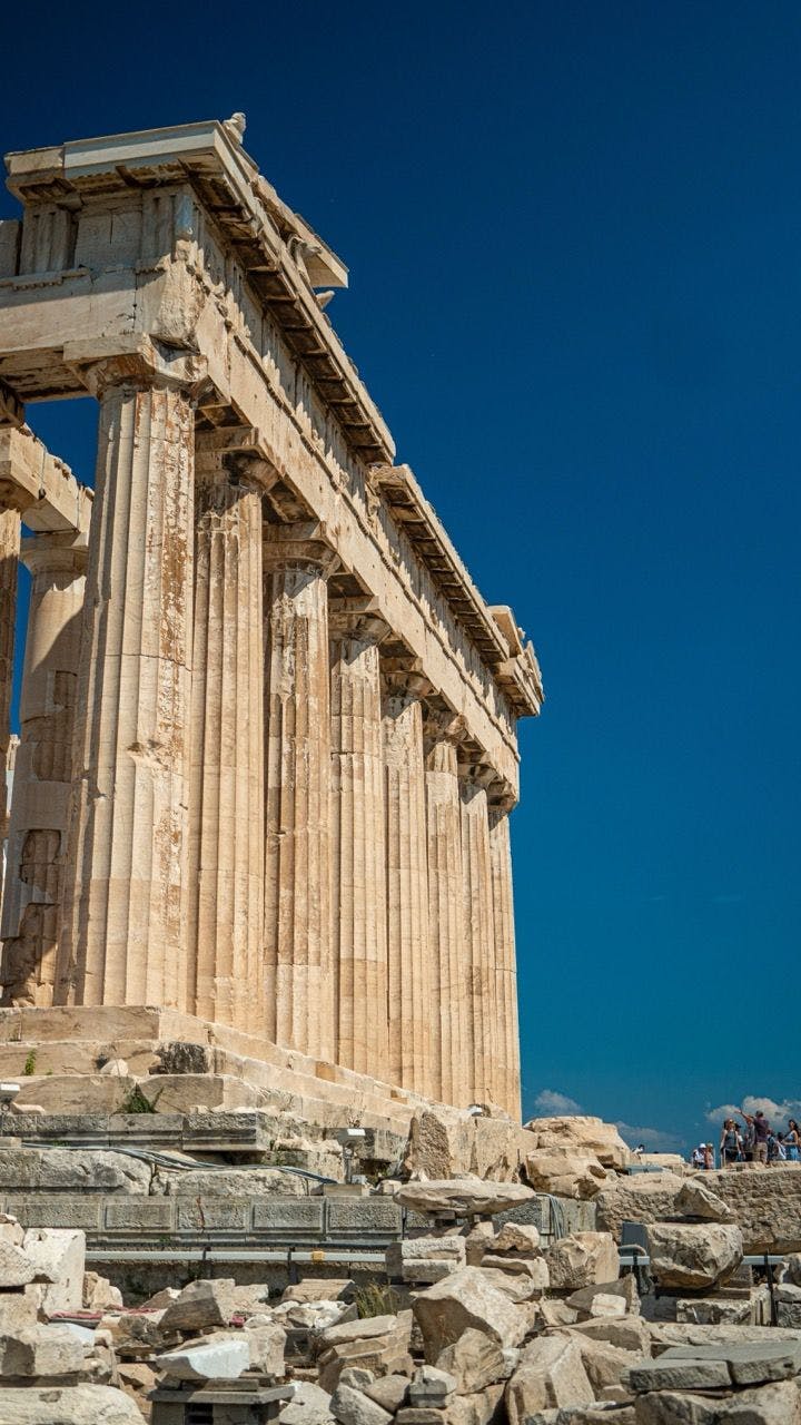 Pillars of Acropolis in Athens Greece.