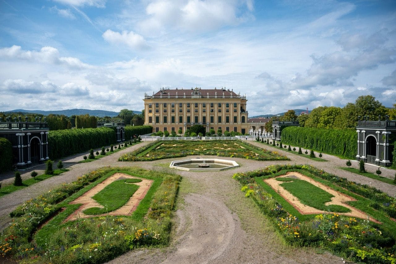 View on majestic Schönbrunn Palace in Austria.