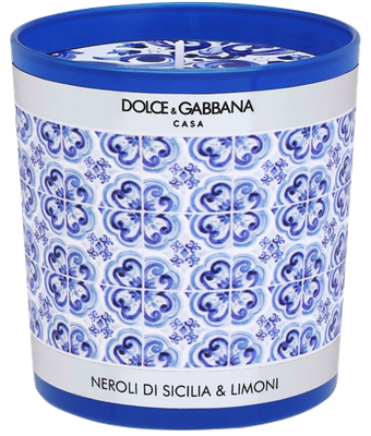 Blu Mediterraneo-print scented candle by Dolce & Gabbana Casa.