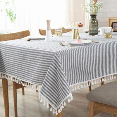 Striped tassel nautical style tablecloth