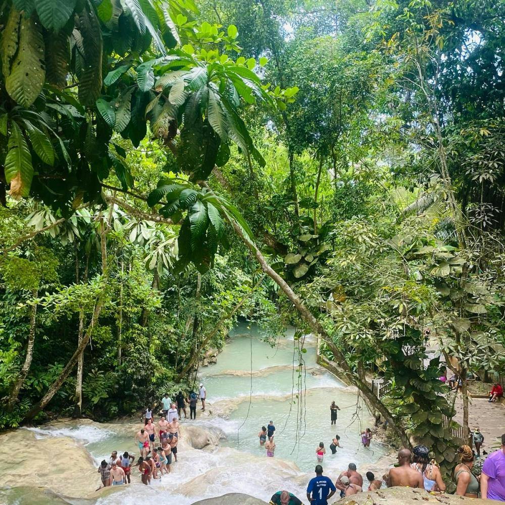 Waterfall in Dunn's River Falls in Jamaica.