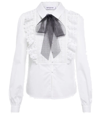 Self-Portrait lace-trimmed white blouse