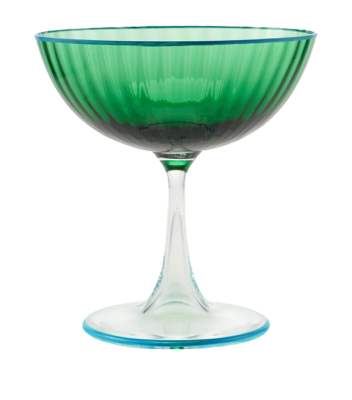 Aquazzura green striped coupe champagne glass