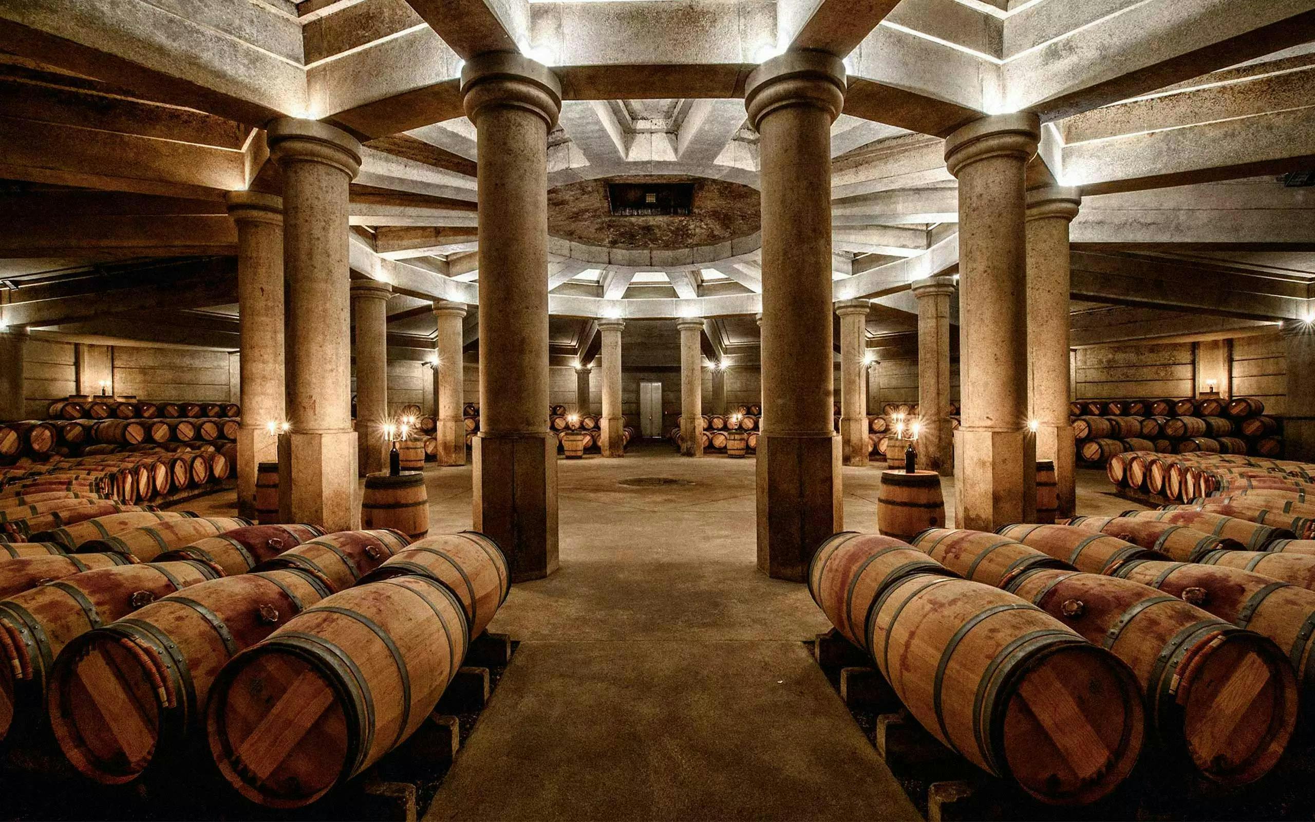 Wine cellar of Château Lafite Rothschild in Gironde France.