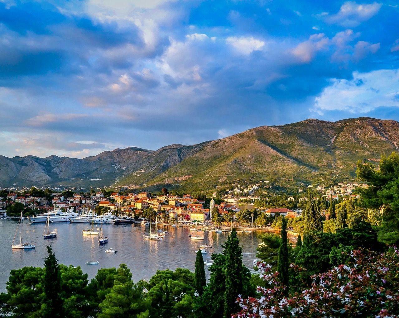 Beautiful coastline of Croatia with boats