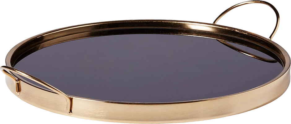 Contemporary round metal serving tray by Rivet