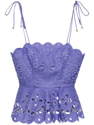 Pop broderie-anglaise tank top by Zimmermann.