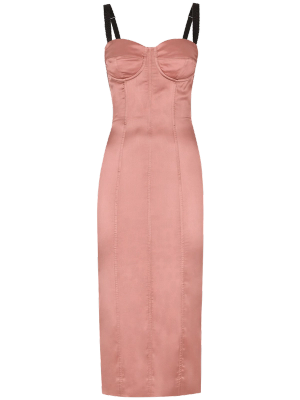 Sweetheart-neck silk-blend dress