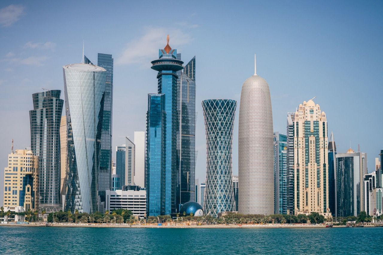 Skyline of Doha city in Qatar.