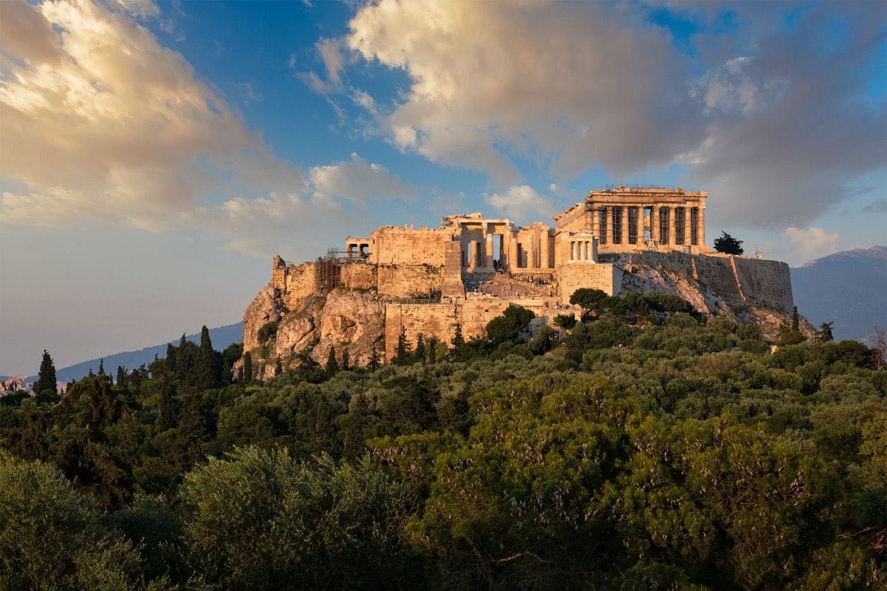 View on Acropolis in Athens Greece.
