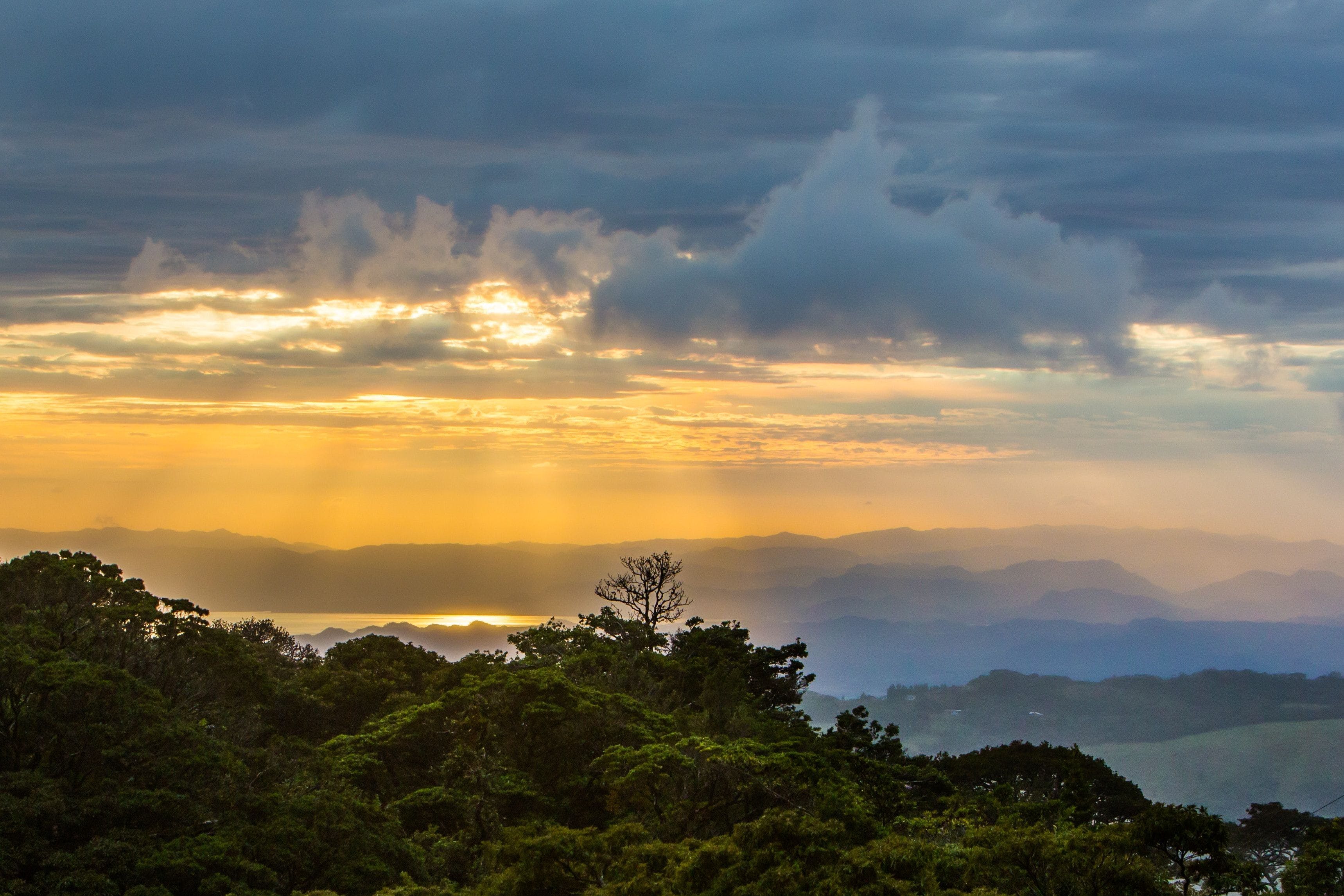 Evening sunset in Monteverde in Costa Rica.