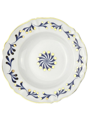 Bitossi Marino soup plate in white and blue