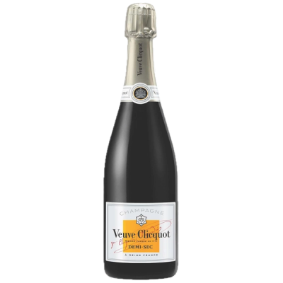 Bottle of Demi sec champagne by Veuve Clicquot.