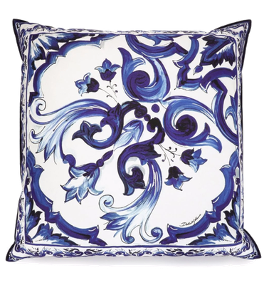 Blu Mediterraneo-print canvas cushion by Dolce & Gabbana Casa.