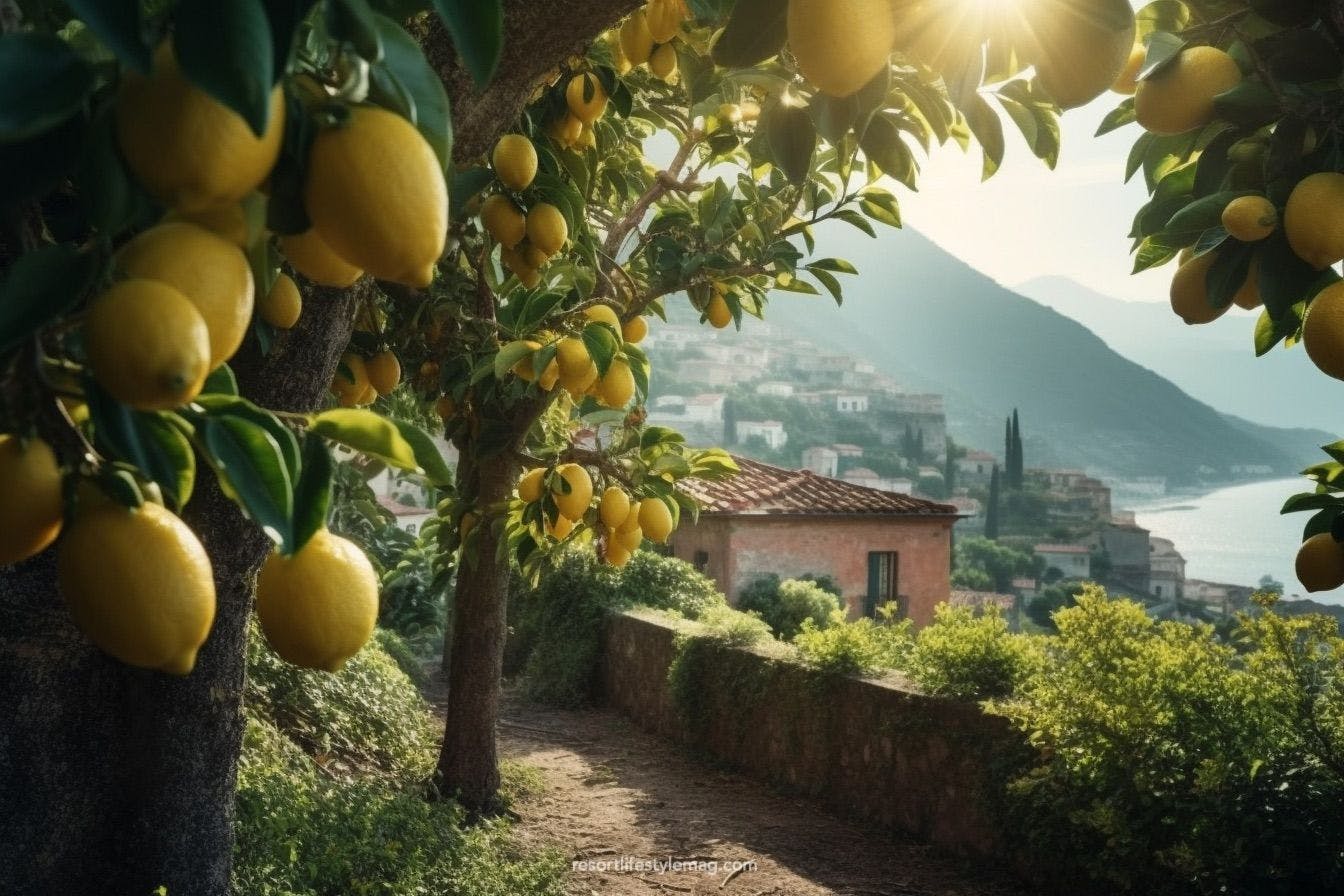 Sorrento lemon grove overlooking the coastline.