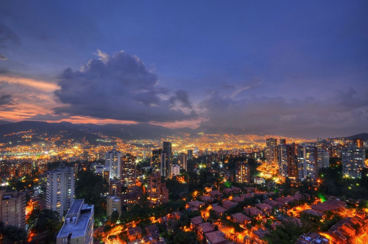 View on the city panorama of Medellín, Colombia.